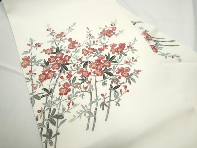平和屋着物●塩瀬　九寸名古屋帯　作家物　枝花文　正絹　逸品　CABE4484hy