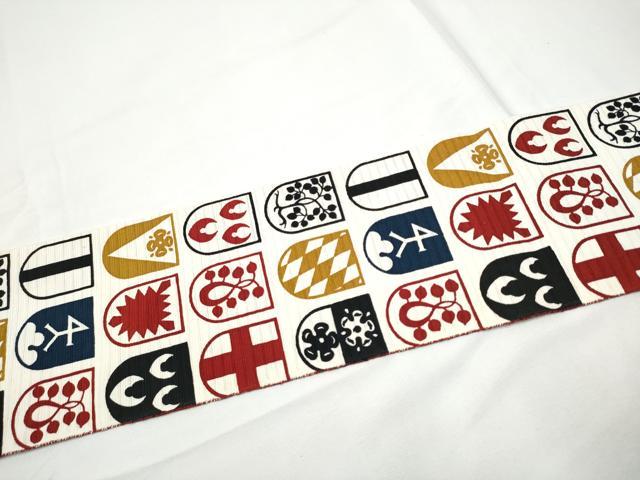平和屋着物＊夏物 八寸名古屋帯 綿絽 型染め 幾何学花文 逸品 CABE4493hy