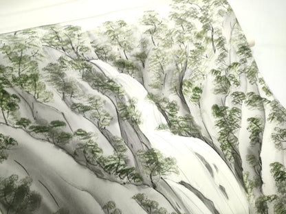 平和屋着物●塩瀬　九寸開き名古屋帯　作家物　手描き　樹林文　正絹　逸品　CABE4527hy