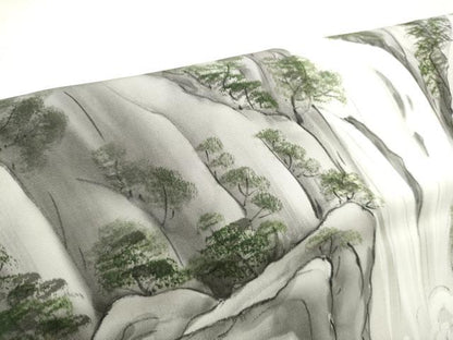 平和屋着物●塩瀬　九寸開き名古屋帯　作家物　手描き　樹林文　正絹　逸品　CABE4527hy
