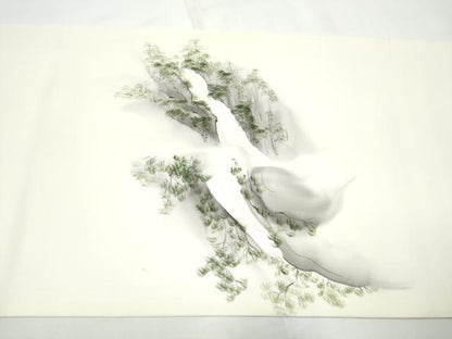 平和屋着物●塩瀬　九寸開き名古屋帯　作家物　手描き　樹林文　正絹　逸品　CABE4527hy
