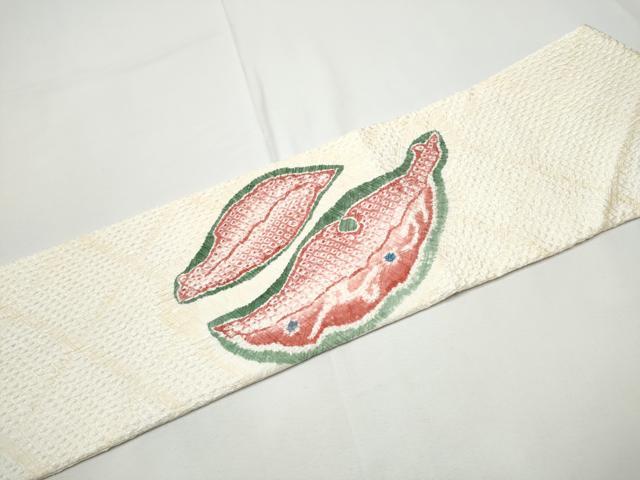 平和屋着物●名門　藤娘きぬたや・総絞り　九寸名古屋帯　舞葉文　正絹　逸品　CABE4530hy