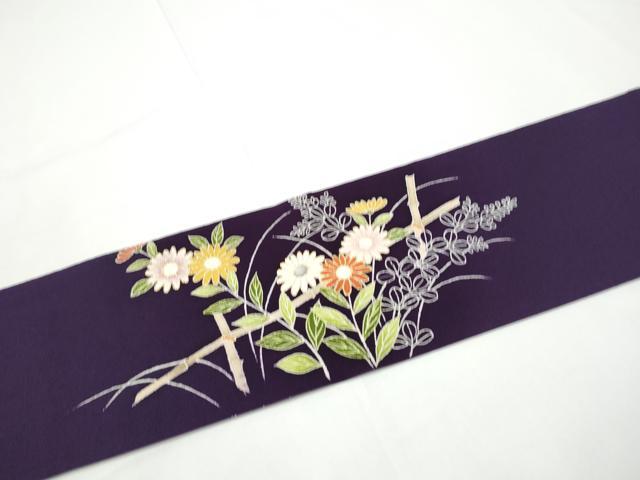 平和屋着物●九寸名古屋帯　作家物　竹垣菊文　金彩　鬼しぼ縮緬　正絹　逸品　CABE4540hy