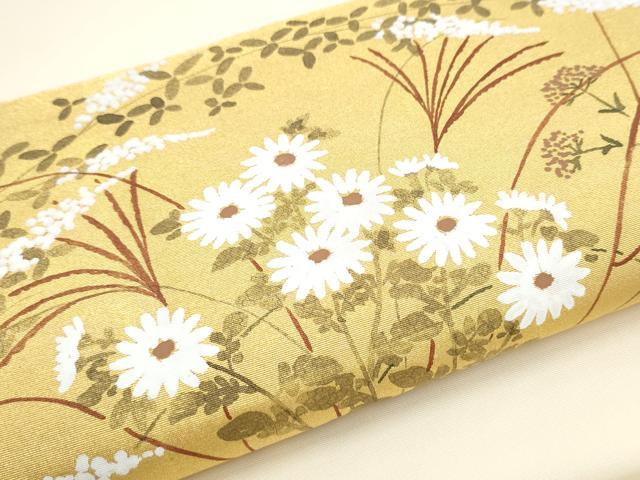 平和屋着物●東京手描友禅　安達雅一　塩瀬　九寸名古屋帯　菊　金彩　正絹　逸品　CABE4541hy