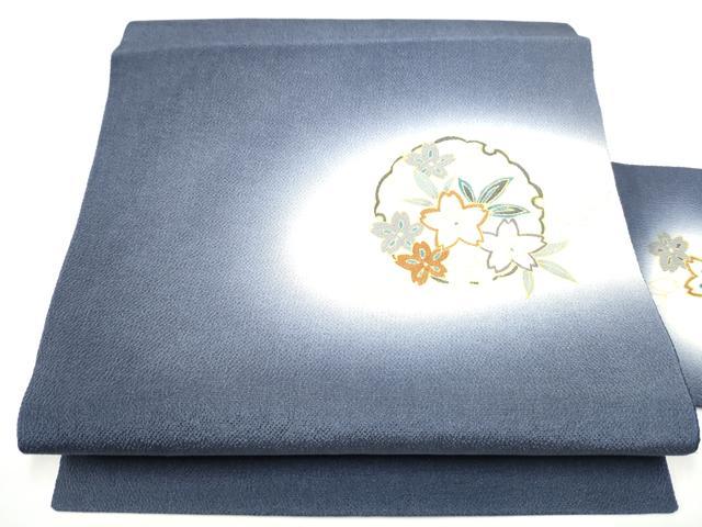 平和屋着物●九寸名古屋帯　雪輪舞桜文　鬼しぼ縮緬　正絹　逸品　CABE4544hy