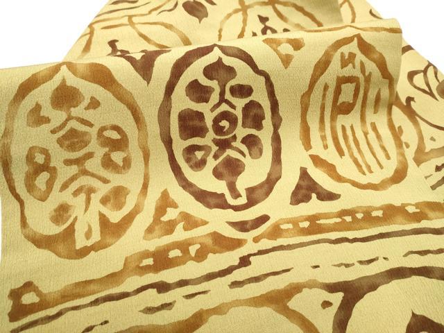 平和屋着物●九寸名古屋帯　ろうけつ染　吉祥花文　正絹　逸品　CABE4546hy