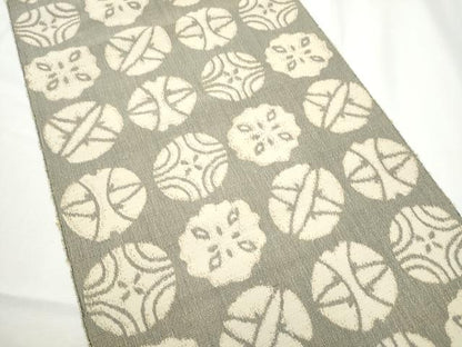 平和屋着物●八寸名古屋帯　紬地　花丸文　正絹　逸品　CABE4549hy