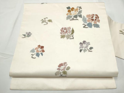 平和屋着物●中国三大刺繍　相良刺繍　総刺繍　九寸名古屋帯　枝花文　正絹　逸品　CABE4550hy