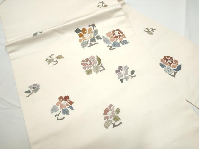 平和屋着物●中国三大刺繍　相良刺繍　総刺繍　九寸名古屋帯　枝花文　正絹　逸品　CABE4550hy