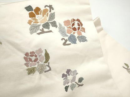 平和屋着物●中国三大刺繍　相良刺繍　総刺繍　九寸名古屋帯　枝花文　正絹　逸品　CABE4550hy