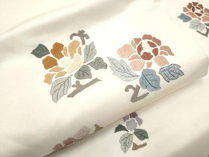 平和屋着物●中国三大刺繍　相良刺繍　総刺繍　九寸名古屋帯　枝花文　正絹　逸品　CABE4550hy