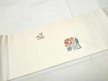 平和屋着物●中国三大刺繍　相良刺繍　総刺繍　九寸名古屋帯　枝花文　正絹　逸品　CABE4550hy