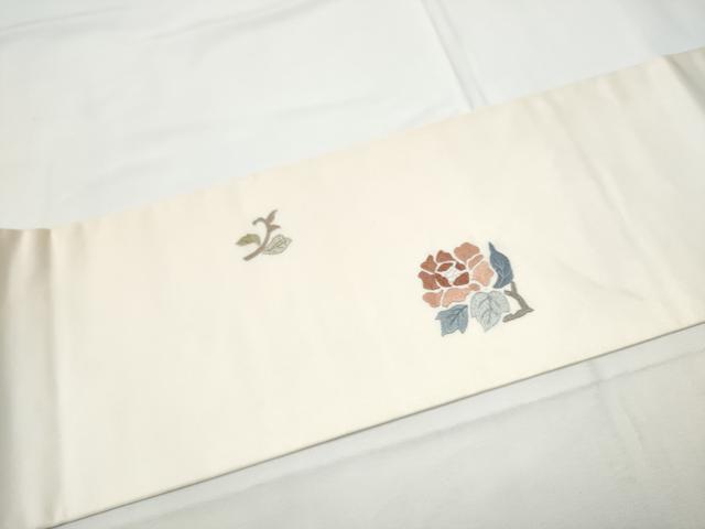 平和屋着物●中国三大刺繍　相良刺繍　総刺繍　九寸名古屋帯　枝花文　正絹　逸品　CABE4550hy