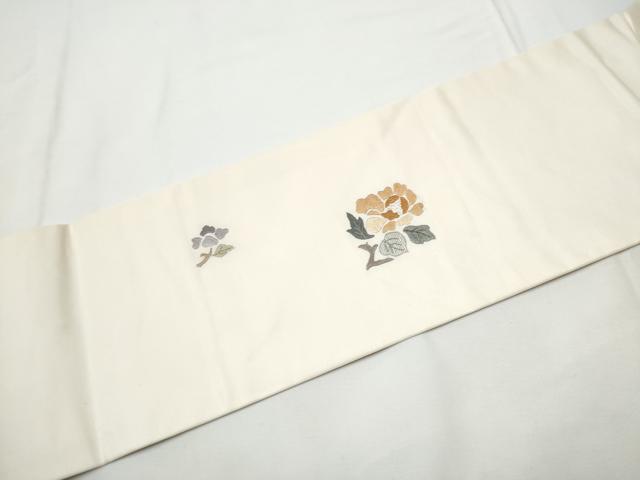 平和屋着物●中国三大刺繍　相良刺繍　総刺繍　九寸名古屋帯　枝花文　正絹　逸品　CABE4550hy