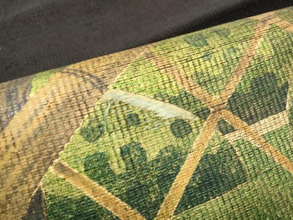 平和屋着物●六通柄袋帯　作家物　紬地　刺繍　籬樹林文　金彩　正絹　逸品　CABE4562hy