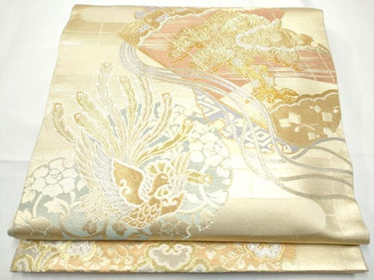 平和屋着物●西陣　川島織物　六通柄　本袋帯　桧扇鳳凰花唐草文　金銀糸　正絹　逸品　CABE4571hy
