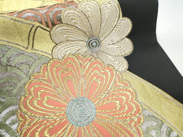 平和屋着物●西陣　川島織物　六通柄　本袋帯　唐織　流水舞花文　黒地　金銀糸　正絹　逸品　CABE4574hy
