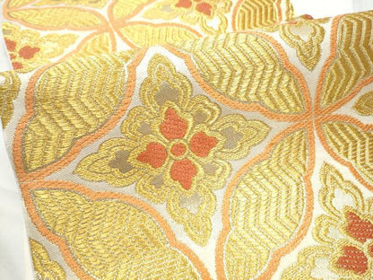 平和屋着物●西陣　川島織物　六通柄　本袋帯　七宝花文　金糸　正絹　逸品　CABE4575hy