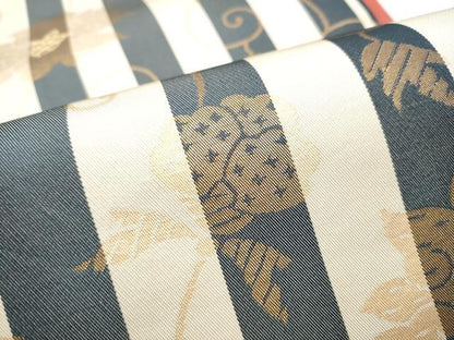 平和屋着物●全通柄　本袋帯　紫紅藍　更紗花唐草文　金糸　正絹　逸品　CABE4593hy