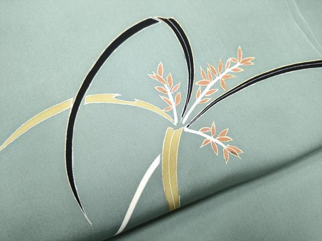 平和屋着物●塩瀬　九寸名古屋帯　刺繍　舞葉文　金彩　正絹　逸品　CABE4597hy