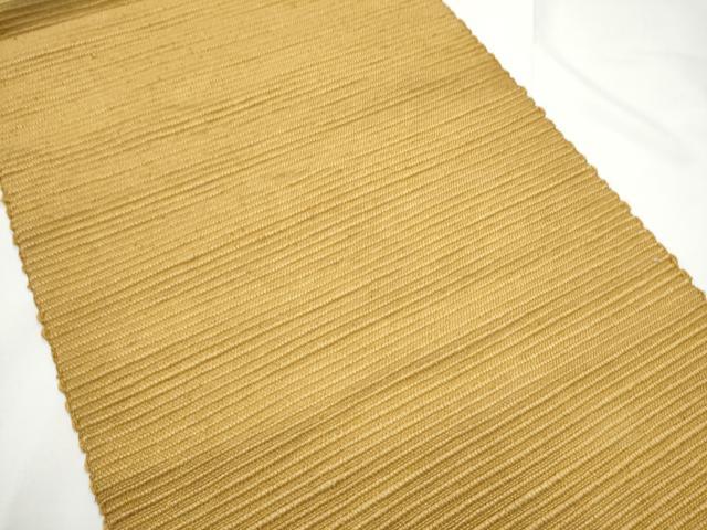 平和屋着物○信州紬 八寸名古屋帯 色無地 黄唐茶色 三越