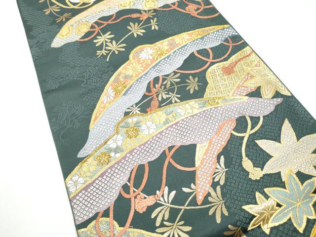 平和屋着物●六通柄袋帯　吉祥花文　金糸　正絹　逸品　CABE4606hy