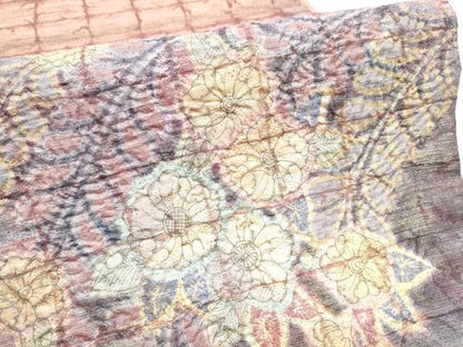 平和屋着物●太鼓柄袋帯　絞り　辻が花　金通し地　正絹　逸品　CABE4609hy