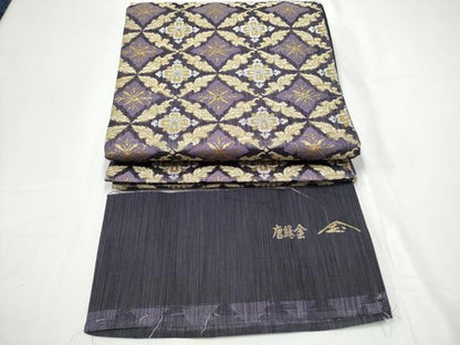 平和屋着物●六通柄袋帯　七宝花文　金銀糸　反端付き　正絹　逸品　CABE4614hy