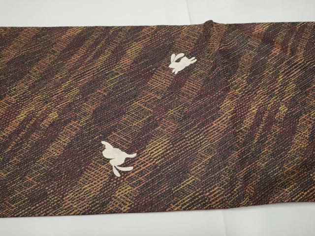 平和屋着物●中国三大刺繍　相良刺繍　両面　太鼓柄袋帯　兎　金通し地　正絹　逸品　CABE4616hy 平和屋着物○中国三大刺繍 相良刺繍 両面 太鼓柄袋帯 兎 金