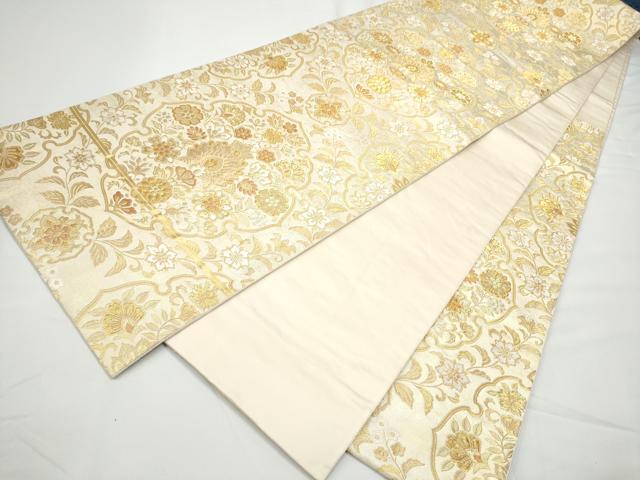 平和屋着物●西陣の名門　本家加納　六通柄袋帯　更紗花唐草文　金糸　正絹　逸品　CABE4617hy