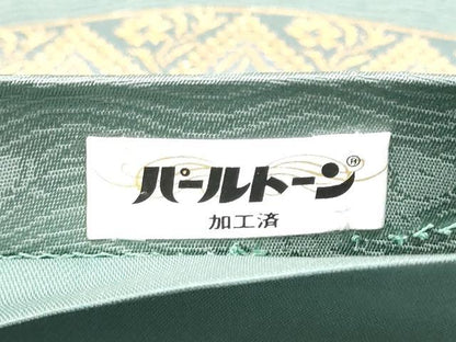 平和屋着物●六通柄袋帯　荒磯　横段草花文　金糸　正絹　逸品　CABE4626hy