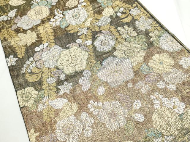平和屋着物▽六通柄袋帯　スリーシーズン　春夏秋　櫛織　辻が花　金銀糸　正絹　逸品　CABE4635hy