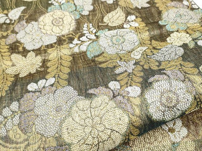 平和屋着物▽六通柄袋帯　スリーシーズン　春夏秋　櫛織　辻が花　金銀糸　正絹　逸品　CABE4635hy