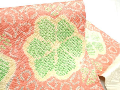 平和屋着物●九寸名古屋帯　絞り　舞花文　正絹　逸品　CABE4652hy