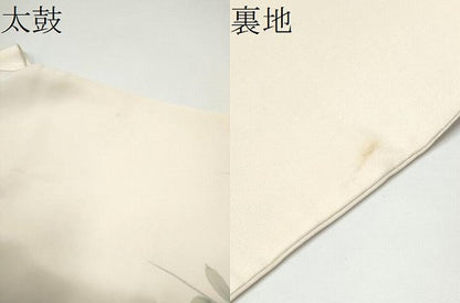 平和屋着物●塩瀬　九寸名古屋帯　手描き　枝桜文　正絹　逸品　CABE4659hy