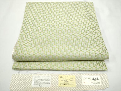 平和屋着物●本場筑前博多織　八寸名古屋帯　丸文　博多金ラベル　協和織物謹製　証紙付き　正絹　逸品　CABE4669hy