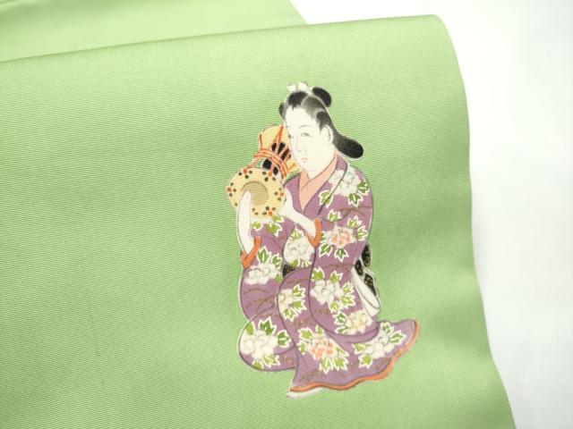 平和屋着物●銀座　志ま亀　塩瀬　九寸開き名古屋帯　手描き　楽器人物文　金彩　正絹　逸品　CABE4689hy