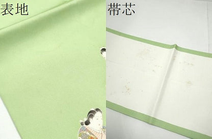 平和屋着物●銀座　志ま亀　塩瀬　九寸開き名古屋帯　手描き　楽器人物文　金彩　正絹　逸品　CABE4689hy