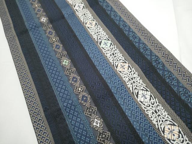 平和屋着物●本場筑前博多織　八寸名古屋帯　花唐草間道　正絹　逸品　CABE4700hy