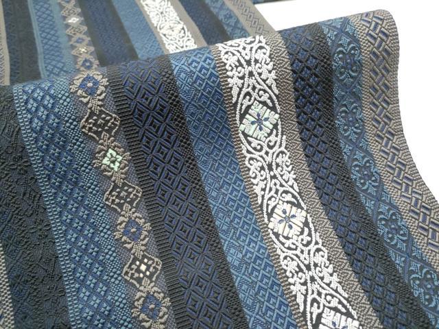 平和屋着物●本場筑前博多織　八寸名古屋帯　花唐草間道　正絹　逸品　CABE4700hy