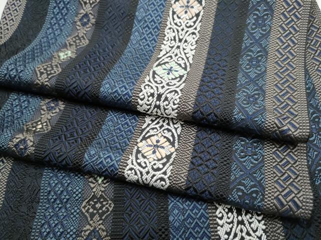 平和屋着物●本場筑前博多織　八寸名古屋帯　花唐草間道　正絹　逸品　CABE4700hy