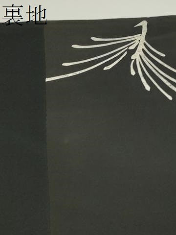 平和屋着物●塩瀬　九寸名古屋帯　ろうけつ染　松葉文　黒地　正絹　逸品　CABE4707hy