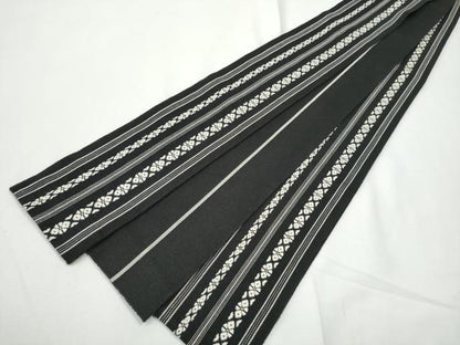 平和屋着物▼男性　角帯　献上　黒地　綿　逸品　CABE4712hy