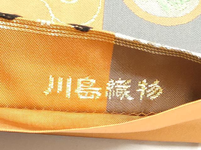 平和屋着物●西陣　川島織物　つけ帯　唐織　短冊花鳥唐草文　金糸　正絹　逸品　CABE4724hy