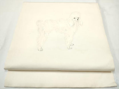 平和屋着物●塩瀬　つけ帯　手描き　犬　正絹　逸品　CABE4725hy