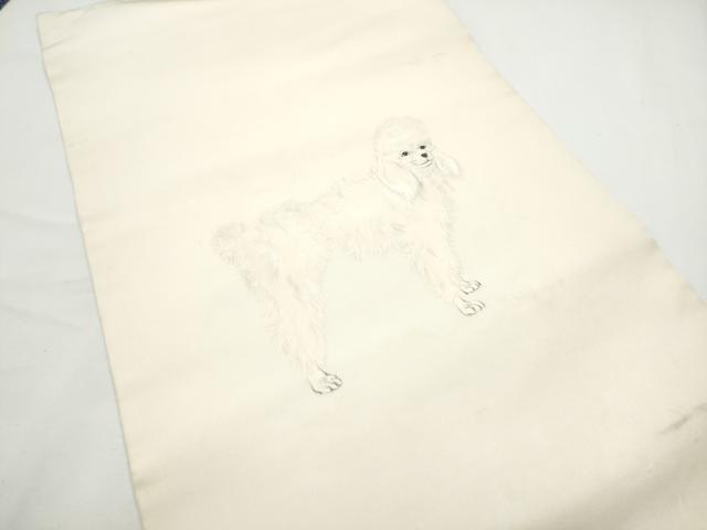 平和屋着物●塩瀬　つけ帯　手描き　犬　正絹　逸品　CABE4725hy