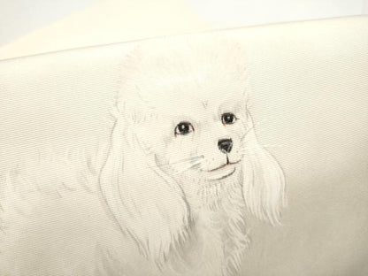 平和屋着物●塩瀬　つけ帯　手描き　犬　正絹　逸品　CABE4725hy