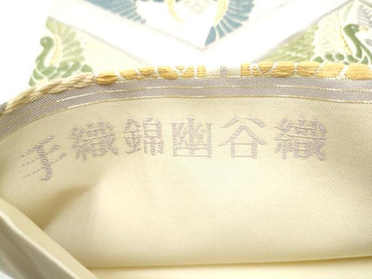 平和屋着物●西陣　八代目桝屋弥兵衛謹製　六通柄袋帯　手織錦　幽谷織　向かい鳥菱文　金糸　正絹　逸品　CABE4726hy