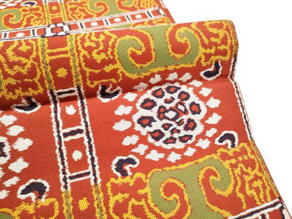 平和屋着物●六通柄　本袋帯　幾何学花文　正絹　逸品　CABE4732hy