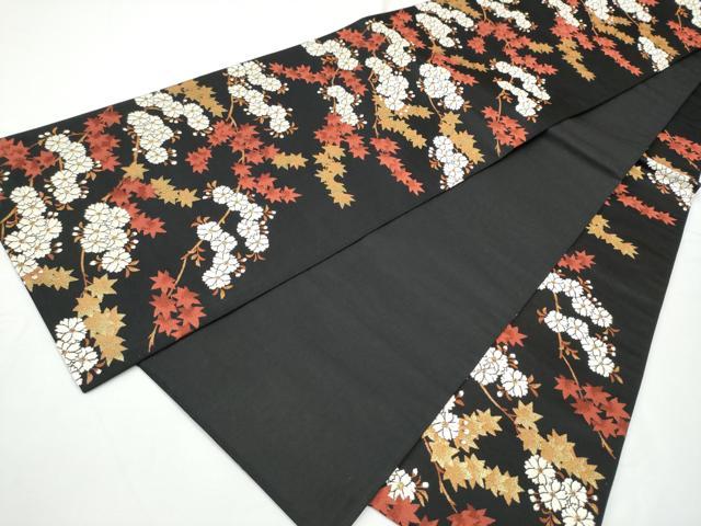 平和屋着物●六通柄袋帯　唐織　枝桜文　黒地　金糸　正絹　逸品　CABE4739hy